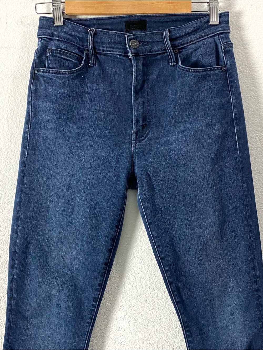 MOTHER Stunner Ankle Step Fray Jeans 28 Dark A Trip Down Memory Lane Slim Crop - Picture 3 of 15